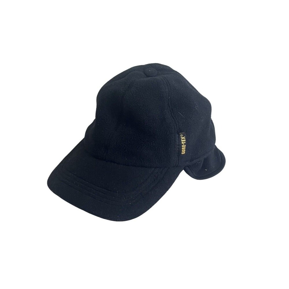 Wigens Flannel Baseball Cap With Earflaps Black Hat Winter Snow Gore-Tex S
